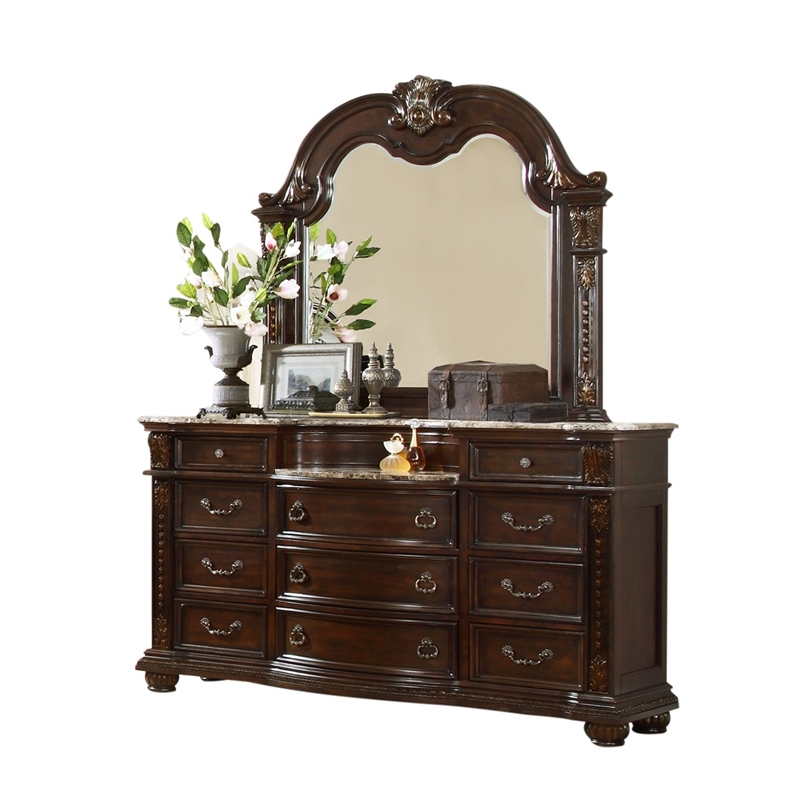 Galaxy Home Roma Traditional King 5 Pc Bedroom set made with Wood in Dark Walnut
