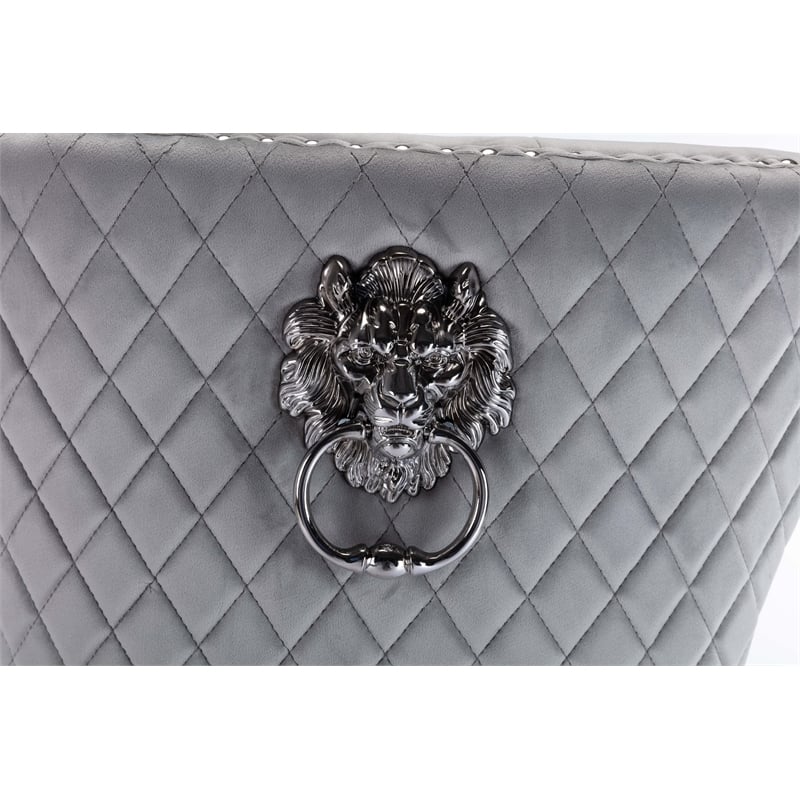 Simba Stainless Steel 2 Piece Chair Finish with Velvet Fabric in Light Gray