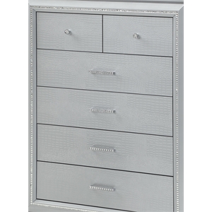 galaxy home modern attractive 6 drawer amber chest in silver made with wood