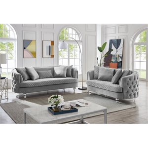 galaxy home sasha solid wood living room sofa in gray color