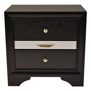 Matrix Traditional Style 2 Drawer Nightstand In Black Color made with Wood