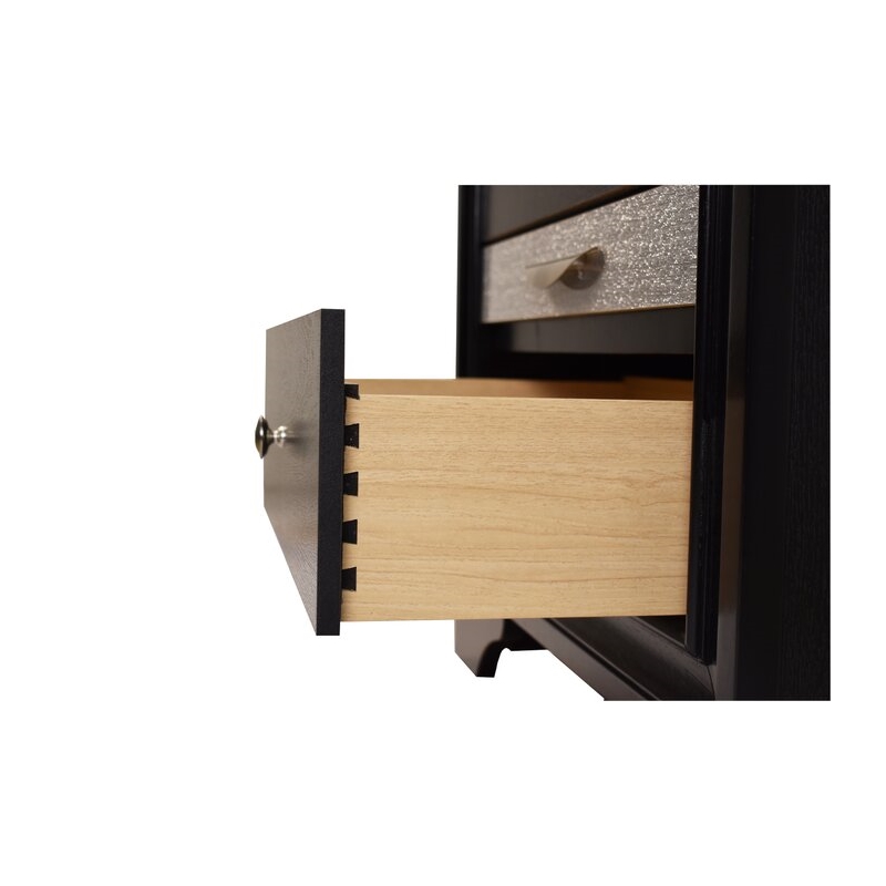 Matrix Traditional Style 2 Drawer Nightstand In Black Color made with Wood