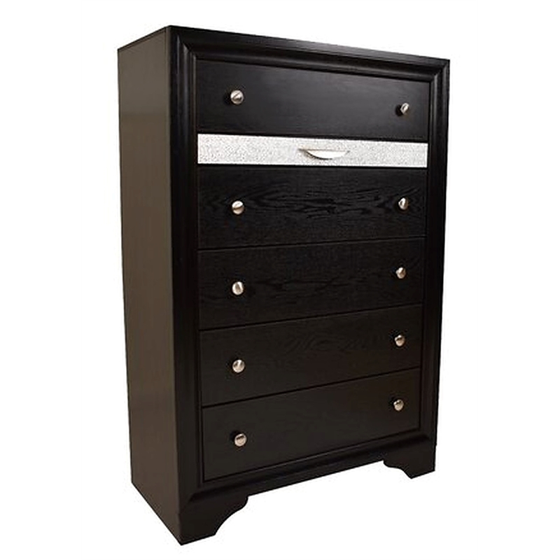 Matrix Traditional Style 5 Drawer Chest in Black made with Wood