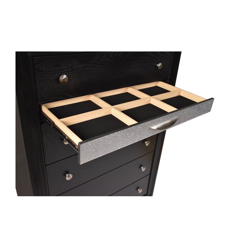 Matrix Traditional Style 5 Drawer Chest in Black made with Wood