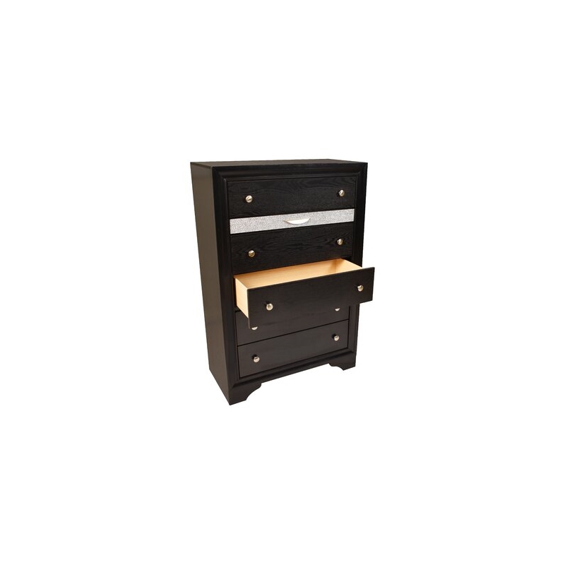 Matrix Traditional Style 5 Drawer Chest in Black made with Wood