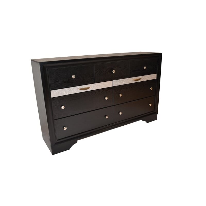 Matrix Traditional Style 7-Drawer Dresser in Black made with Wood