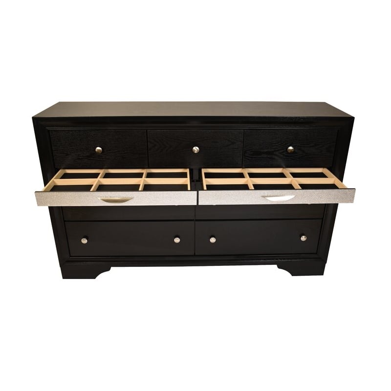 Matrix Traditional Style 7-Drawer Dresser in Black made with Wood