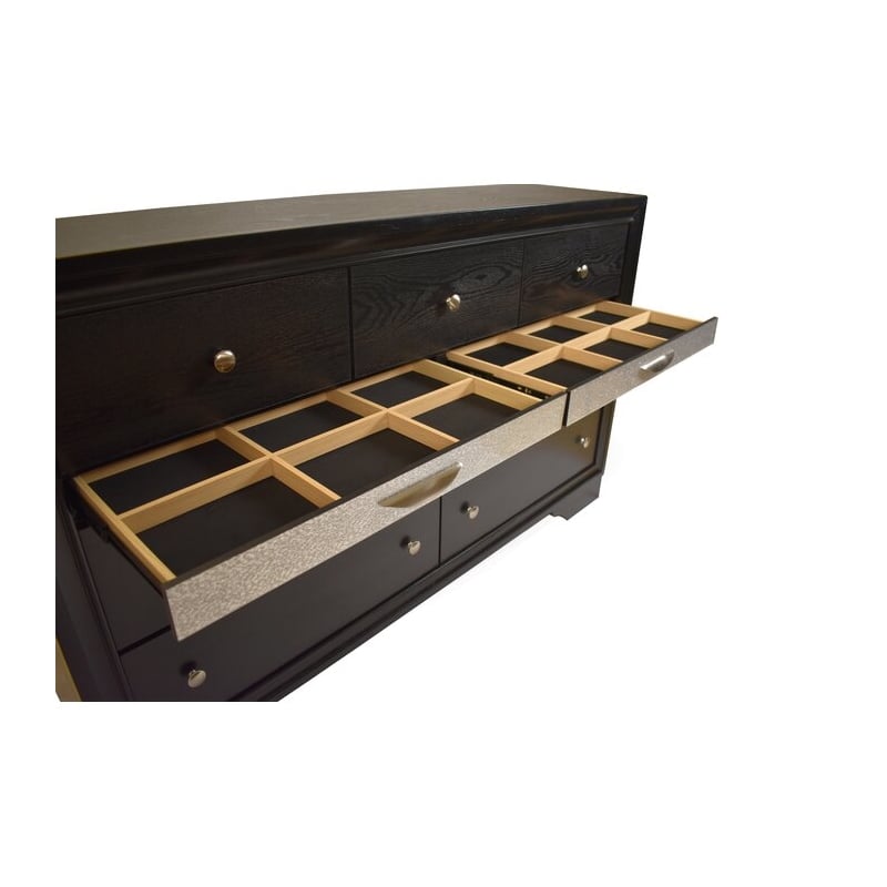 Matrix Traditional Style 7-Drawer Dresser in Black made with Wood