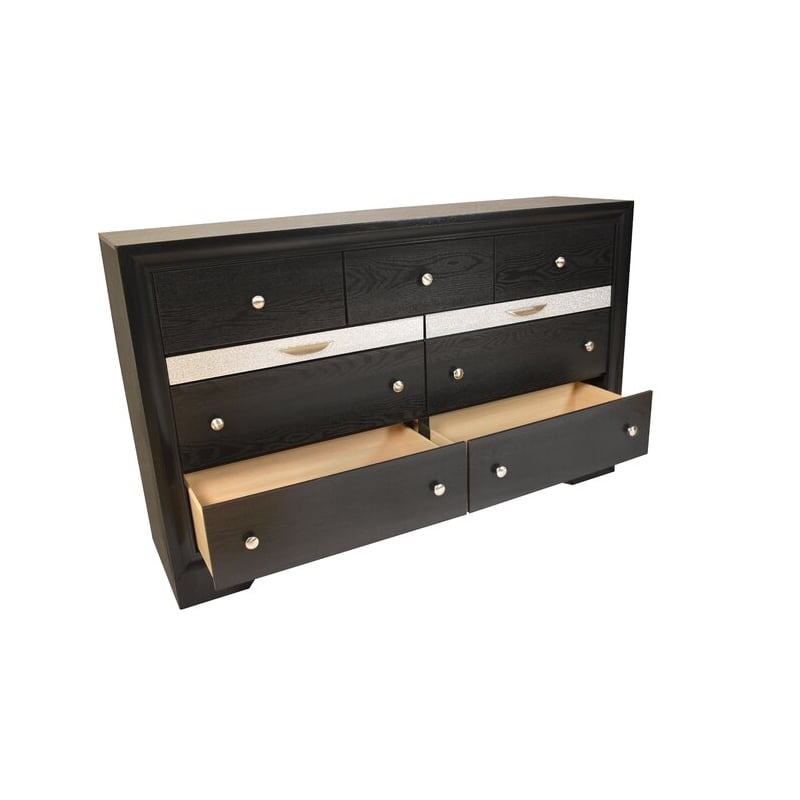 Matrix Traditional Style 7-Drawer Dresser in Black made with Wood