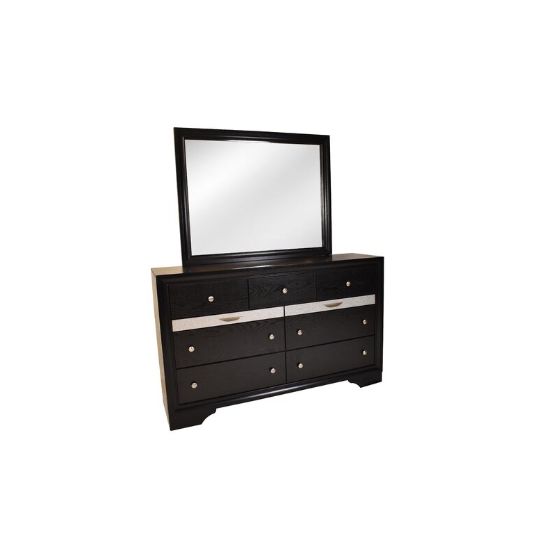 Matrix Traditional Style Mirror in Black Color made with Wood