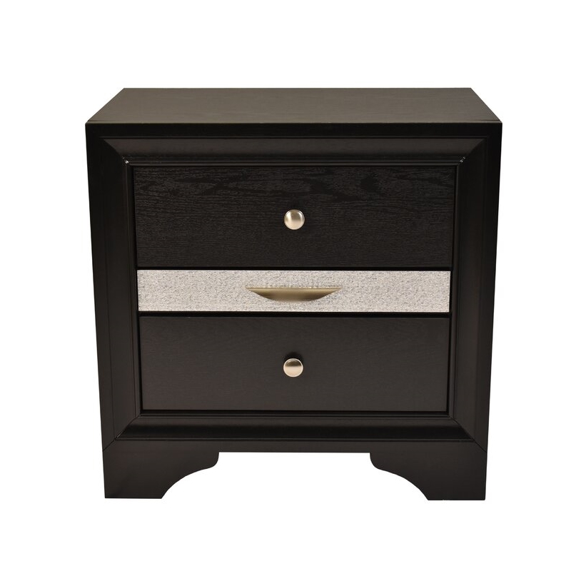 Matrix Traditional Style King 4 PC Storage Bedroom Set in Black made with Wood