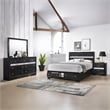 Matrix Traditional Style King 4 PC Storage Bedroom Set in Black made with Wood
