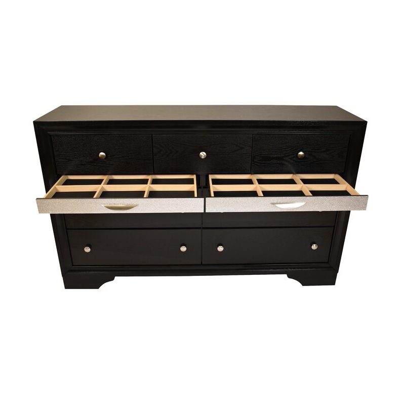 Matrix Traditional Style Queen 5 PC Storage Bedroom Set in Black made with Wood