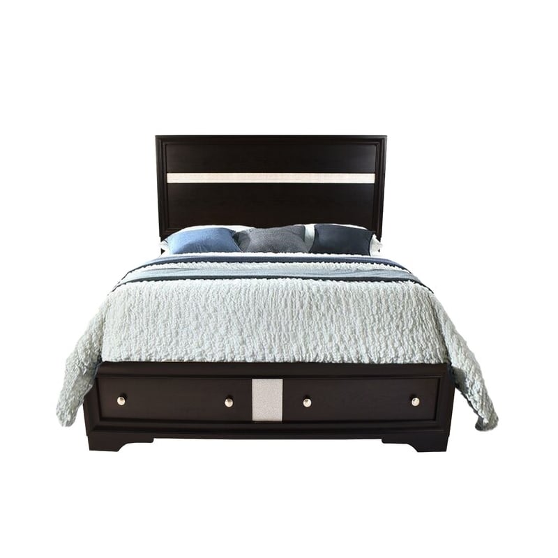 Matrix Traditional Style Queen 5 PC Storage Bedroom Set in Black made with Wood