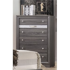 Matrix Traditional Style 5 Drawer Chest in Gray Color made with Wood