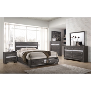 galaxy home traditional matrix solid wood 6 drawer chest in gray