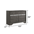 Matrix Traditional Style 7 Drawer Dresser in Gray made with Wood