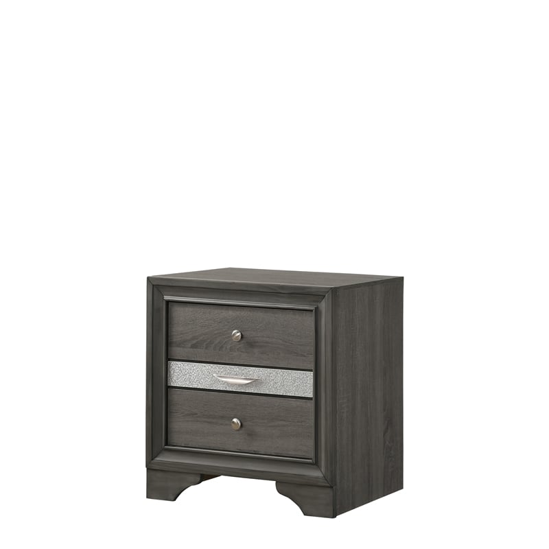 Matrix Traditional Style Queen 4 Pc Storage Bedroom Set in Gray made with Wood