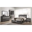 Matrix Traditional Style Queen 4 Pc Storage Bedroom Set in Gray made with Wood