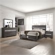 Matrix Traditional Style Queen 4 Pc Storage Bedroom Set in Gray made with Wood