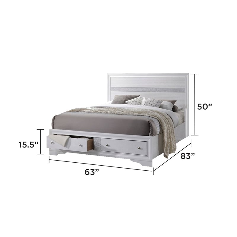 Matrix Traditional Wood Queen Storage Bed in White
