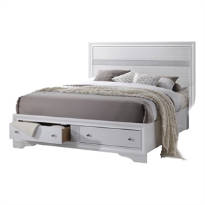 Matrix Traditional Wood Queen Storage Bed in White