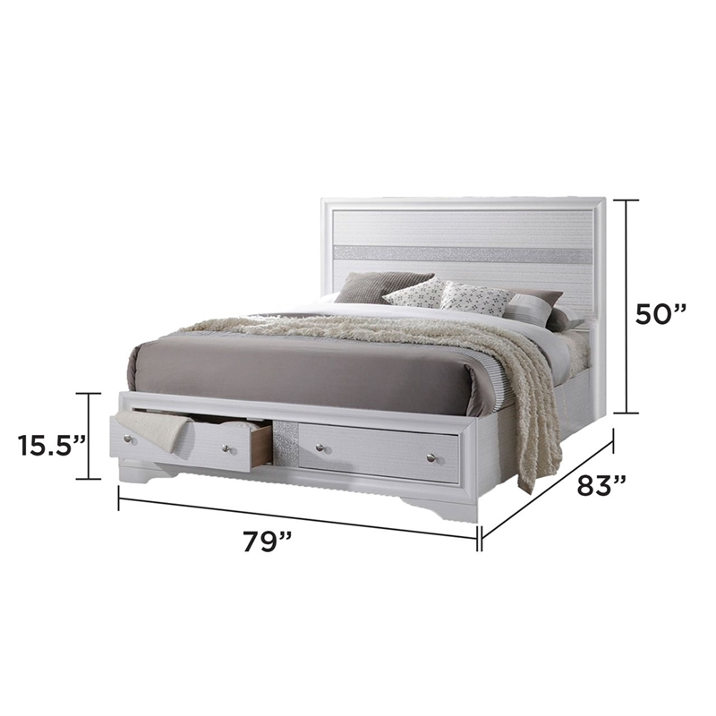Galaxy Home Furnishings Matrix Traditional Wood King Storage Bed in White
