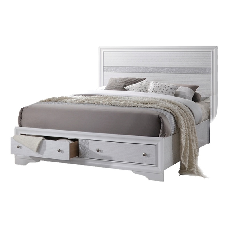 Galaxy Home Furnishings Matrix Traditional Wood King Storage Bed in White