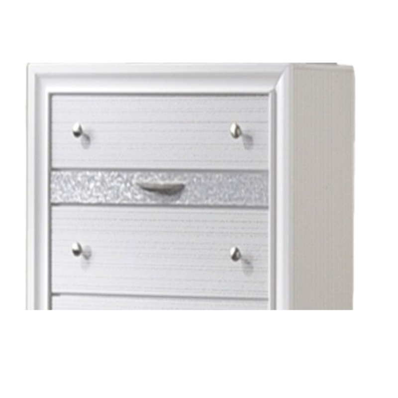 Matrix Traditional Style 5 Drawer Chest in White color made with Wood