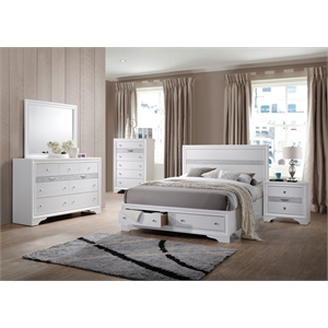 galaxy home matrix queen solid wood 5 piece storage bedroom set in white