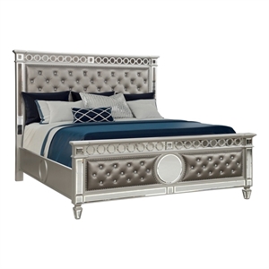 symphony mirror front queen size bed made with wood in silver