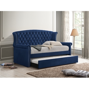 alison velvet upholstered daybed made with wood navy