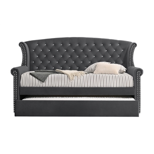 alison velvet upholstered daybed made with wood gray