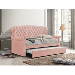 alison velvet upholstered daybed made with wood in pink