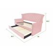 Alison Velvet Upholstered Daybed made with Wood in Pink