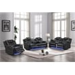 Benz LED & Power Reclining Sofa Made With Faux Leather in Black