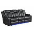 Benz LED & Power Reclining Sofa Made With Faux Leather in Black