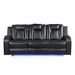 Benz LED & Power Reclining Sofa Made With Faux Leather in Black
