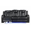 Benz LED & Power Reclining Sofa Made With Faux Leather in Black