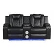 Benz LED & Power Reclining Loveseat Made With Faux Leather in Black