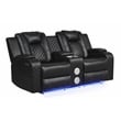 Benz LED & Power Reclining Loveseat Made With Faux Leather in Black