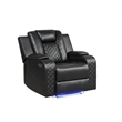 Benz LED & Power Recliner Chair Made With Faux Leather in Black