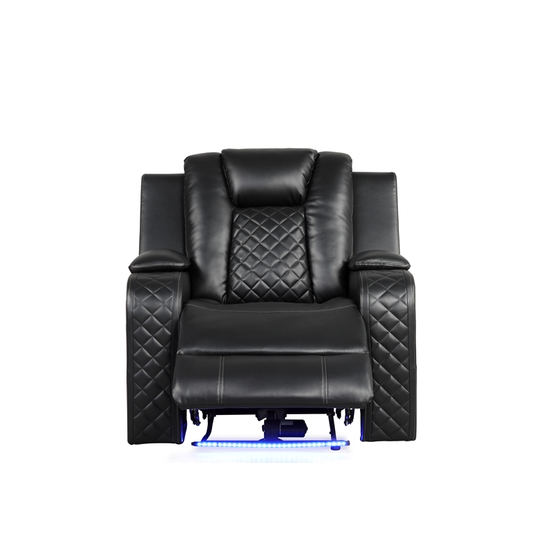 Benz LED & Power Recliner Chair Made With Faux Leather in Black