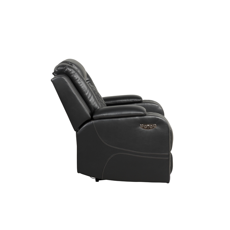 Benz LED & Power Recliner Chair Made With Faux Leather in Black