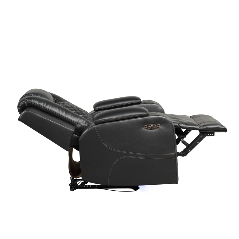 Benz LED & Power Recliner Chair Made With Faux Leather in Black
