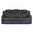 Benz LED & Power Reclining Sofa Made With Faux Leather in Gray