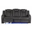 Benz LED & Power Reclining Sofa Made With Faux Leather in Gray