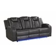Benz LED & Power Reclining Sofa Made With Faux Leather in Gray