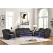 Benz LED & Power Reclining Sofa Made With Faux Leather in Gray