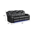 Benz LED & Power Reclining Sofa Made With Faux Leather in Gray